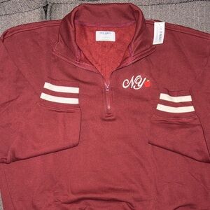 NWT Old Navy Burgandy Zip-Up Sweater with Cream Accents Women’s Medium